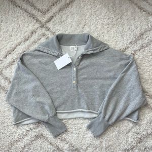 Helsa Studio Organic Enzyme Oversized Henley in Heather Grey